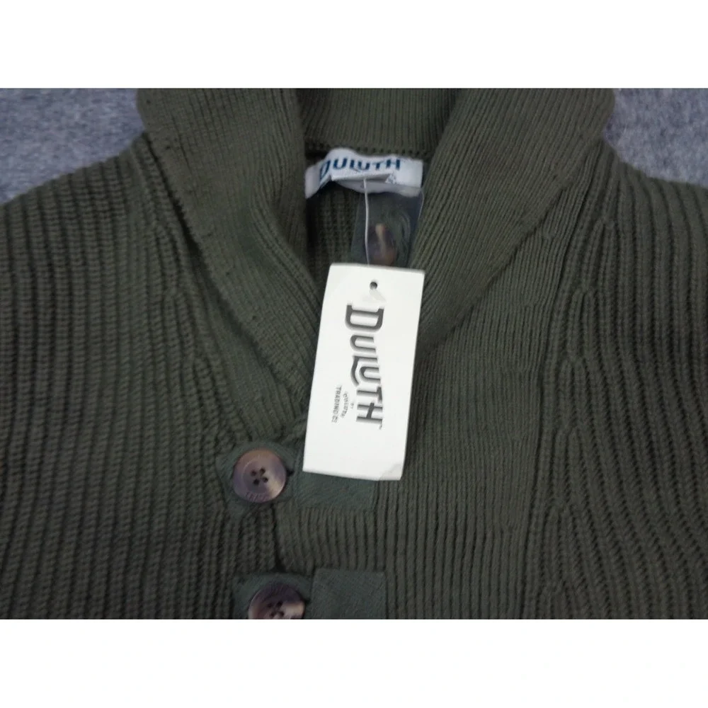 Duluth Brigadier Shawl Collar Sweater Mens 2XL Green Cotton Nylon Wool NWT